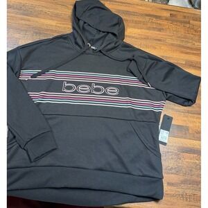 NWT Bebe Sport light weight hoodie striped logo.   Women's sz 1X